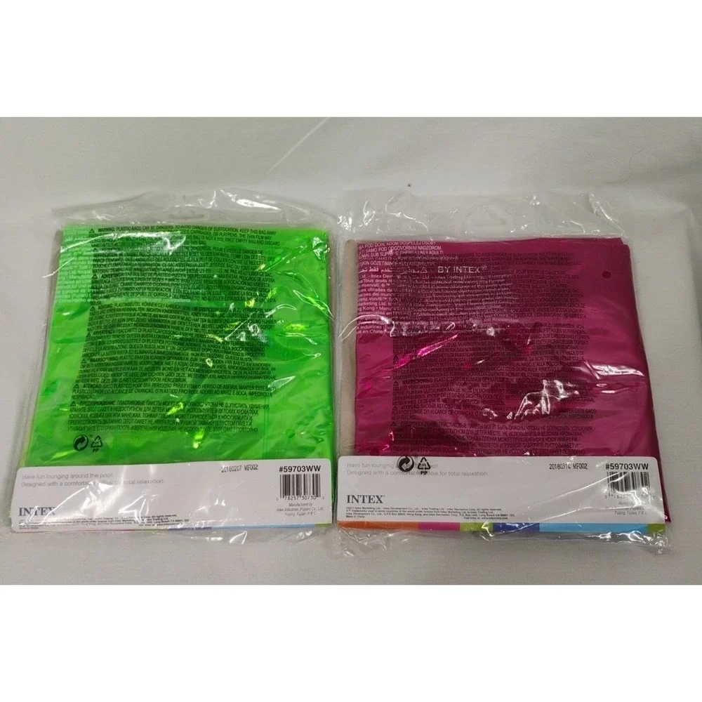 2 Intex Pool Floating Mat‎ Pink/Green Transparent Raft W/Headrest 72X 27 NEW - Picture 2 of 4